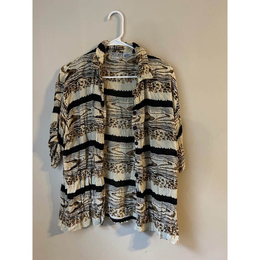 VTG Speed Limit Animal Print Shirt Button Upβ IndieSleeze Boho Grunge Retro